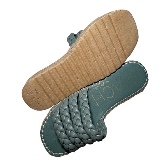 SOLD BEACH by MATISSE Turquoise Pacific Blue Platform Braided Slide Sandals - Picture 3 of 4